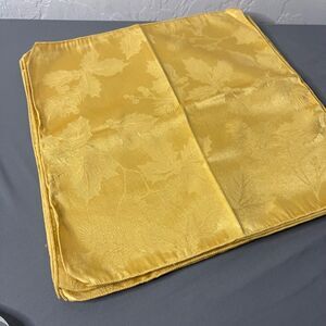 Set of 7 Gold Christmas Satin Fabric Napkins Holly Embossed Square